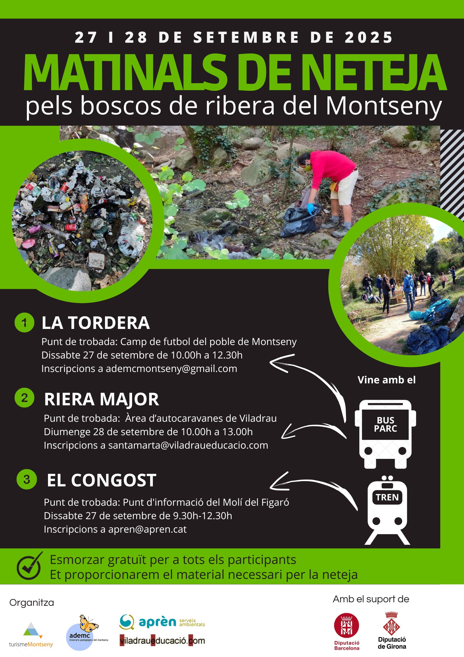 27 i 28 Matinals de neteja pels boscos de ribera del Montseny